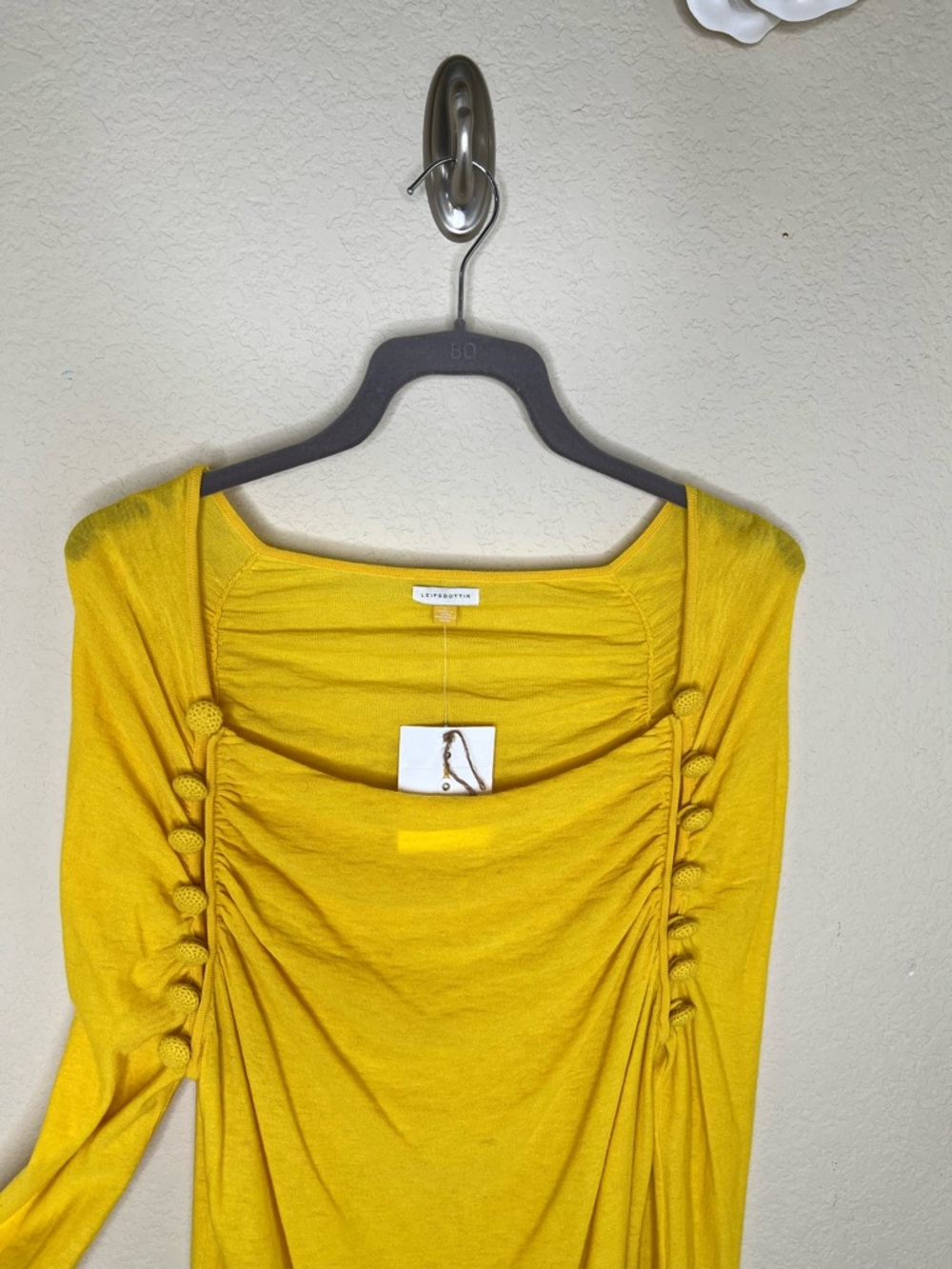 NTM Anthro Leifsdottir Marigold Draped Cowl Sweater Button Detail Boho Artsy L - Picture 3 of 16